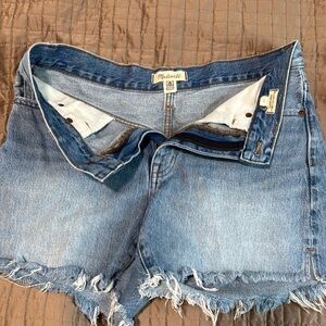 Madewell Light Blue Frayed Denim Shorts